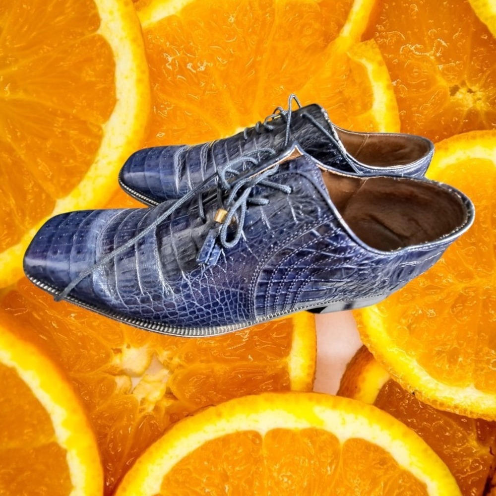 Ramo Alto Leather Dress Shoes‎ Alligator Print Lace Up Oxfords 10.5 M